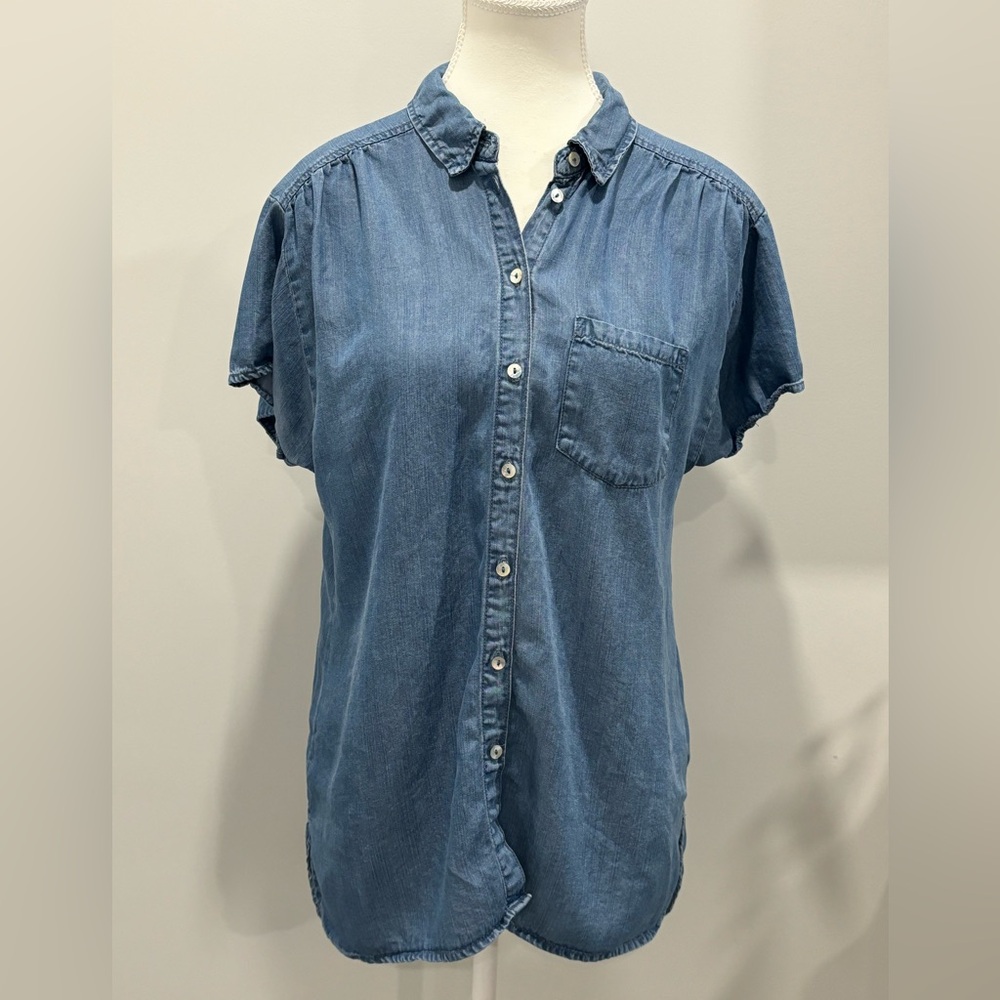 Hester & Orchard Ruffle Cap Sleeve Button Up Top Small Boho Chic Country Tercel